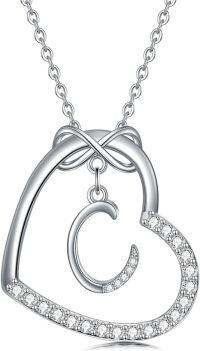 wholesale Sterling Silver Heart Initial Necklace Infinity A Z Letter Necklaces for Women-C