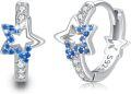 wholesale 925 Sterling Silver Blue Crystal Star Huggie Hoops for Women - Hypoallergenic -0-0