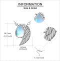 wholesale 925 Sterling Silver Angel Wing Teardrop Pendant Necklace with Blue Moonstone and Feather Design for Women Girls  48cm Chain Length-0-4