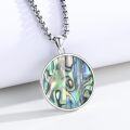 wholesale 925 Sterling Silver Round Abalone Shell Stag Head Pendant Necklace Norse Mythology  for Men Women-0-4