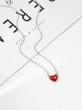 wholesale 925 Sterling Silver Red Agate Heart Pendant Necklace with 18+2 Chain - Birthday Gift for Her-0-3