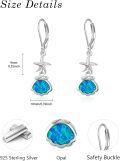 wholesale 925 Sterling Silver Blue Opal Starfish Shell Drop Dangle Earrings Sea Beach Ocean  for Women Girls-0-4
