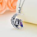 wholesale 925 Sterling Silver Purple Enamel Owl on Moon Pendant Necklace Gifts for Women-0-1