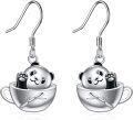 wholesale 925 Sterling Silver Teacup Panda Dangle Earrings for Women Girls Gifts-0-0