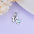 wholesale 925 Sterling Silver Heart-Shaped Blue Moonstone Initial N Charm Pendant Necklace Gift-0-1