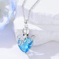 wholesale 925 Sterling Silver Blue Topaz Heart-Shaped Octopus Pendant Necklace-0-1