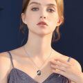 wholesale 925 Sterling Silver Crescent Moon Black Cat and Bat Necklace Pendant-0-2