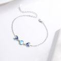 wholesale 925 Sterling Silver Blue Butterfly & Round Moonstone Charm Bracelet for Women's Gifts-0-1