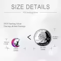 wholesale 925 Sterling Silver Black Cat on Crescent Moon Stud Earrings with Stars and Purple Glitter-0-2