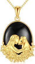 wholesale 925 Sterling Silver Black Onyx Horses & Dogs Pendant Necklace for Women-0-0