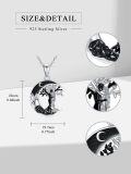 wholesale 925 Sterling Silver Black Onyx Tree of Life Love Couples Pendant Necklace 43mm-0-1