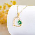 wholesale 14k Gold Heart Pendant With Green Clover And Diamonds-0-3