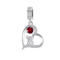 wholesale 925 Sterling Silver Blue Sapphire Moon Heart Cow Charm Pendant-01-January