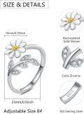 wholesale  Sterling Silver Gold Plated Sunflower Rose Daisy Adjustable Rings for Women (with Gift) -0-4