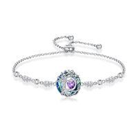 wholesale 925 Sterling Silver Austrian Crystal Tree of Life Birthstone Bracelet for Women-02-Feb-Amethyst
