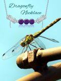 wholesale Sterling Silver Crystal Dragonfly Necklace Reiki Healing Stone Choker Pendant for Women-0-3