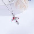wholesale 925 Sterling Silver Cross with Red Cardinals and Berries Pendant Necklace for Women - Christmas s-0-2