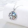 wholesale 925 Sterling Silver Dolphin & Ocean Wave Abalone Shell Pendant Necklace Beach  for Women-0-1
