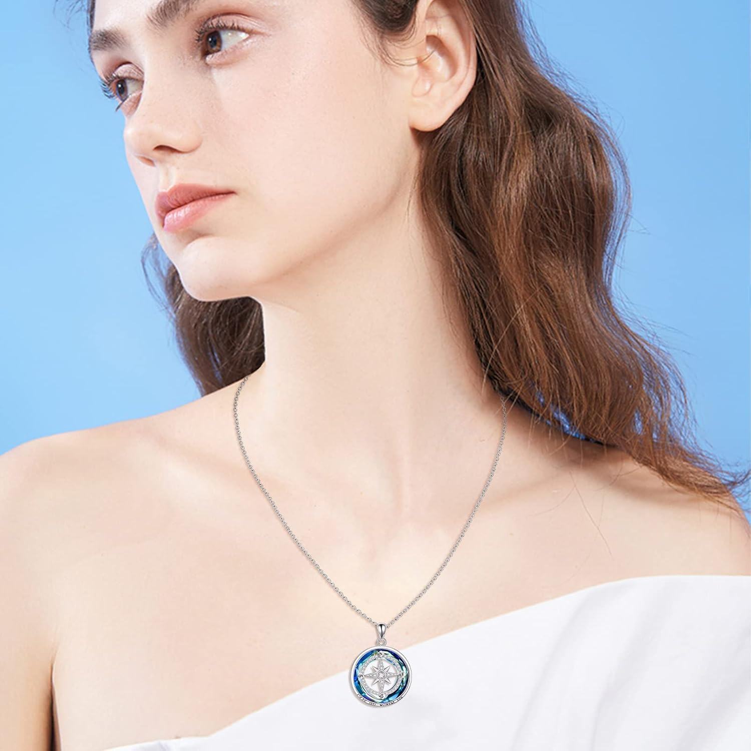 Sterling Silver Crystal Heart Graduation Necklace for Women Girls-0-1