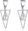 wholesale 925 Sterling Silver Triangle Teardrop Pearl Leverback Earrings-0-0