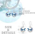 wholesale 925 Sterling Silver Blue Enamel Celtic Moon Dragonfly Dangle Earrings Irish  for Women Girls-0-4