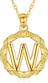 wholesale 14K Gold Sterling Silver 26 Letter Pendant Necklace 18 +2 Chain Gift-W