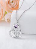 wholesale Sterling Silver Stone Highland Cow Heart Pendant Scotland Jewelry Gift-0-14