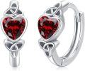 wholesale 925 Sterling Silver Red Crystal Celtic Knot Heart Huggie Hoop Earrings for Women-0-0
