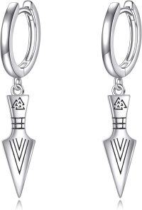 wholesale 925 Sterling Silver Norse Spearhead Huggie Hoops - Viking s for Women-Arrowhead