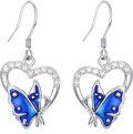 wholesale 925 Sterling Silver Cubic Zirconia Butterfly Heart Drop Earrings for Women-0-0