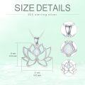 wholesale 925 Sterling Silver White Fire Opal Lotus Flower Pendant Necklace 24 Chain-0-3