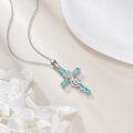wholesale 925 Sterling Silver Turquoise Inlay Infinity Heart Cross Pendant Necklace for Women Girls Christian Gift 45cm Chain Length-0-7