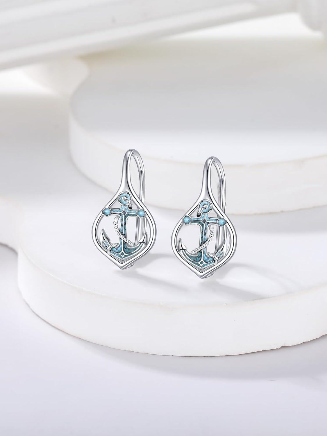 Sterling Silver Turquoise Sea Animal Dangle Earrings-0-2