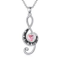 wholesale 925 Sterling Silver Music Note Heart Pendant Necklace-10-October