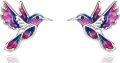 wholesale 925 Sterling Silver Enamel Hummingbird Stud Earrings - Colorful Bird Gifts for Her-0-0