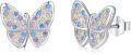 wholesale 925 Sterling Silver Multi-Color Crystal Butterfly Stud Earrings for Women and Girls-0-0