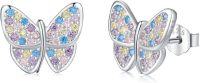 wholesale 925 Sterling Silver Multi-Color Crystal Butterfly Stud Earrings for Women and Girls-Butterfly A
