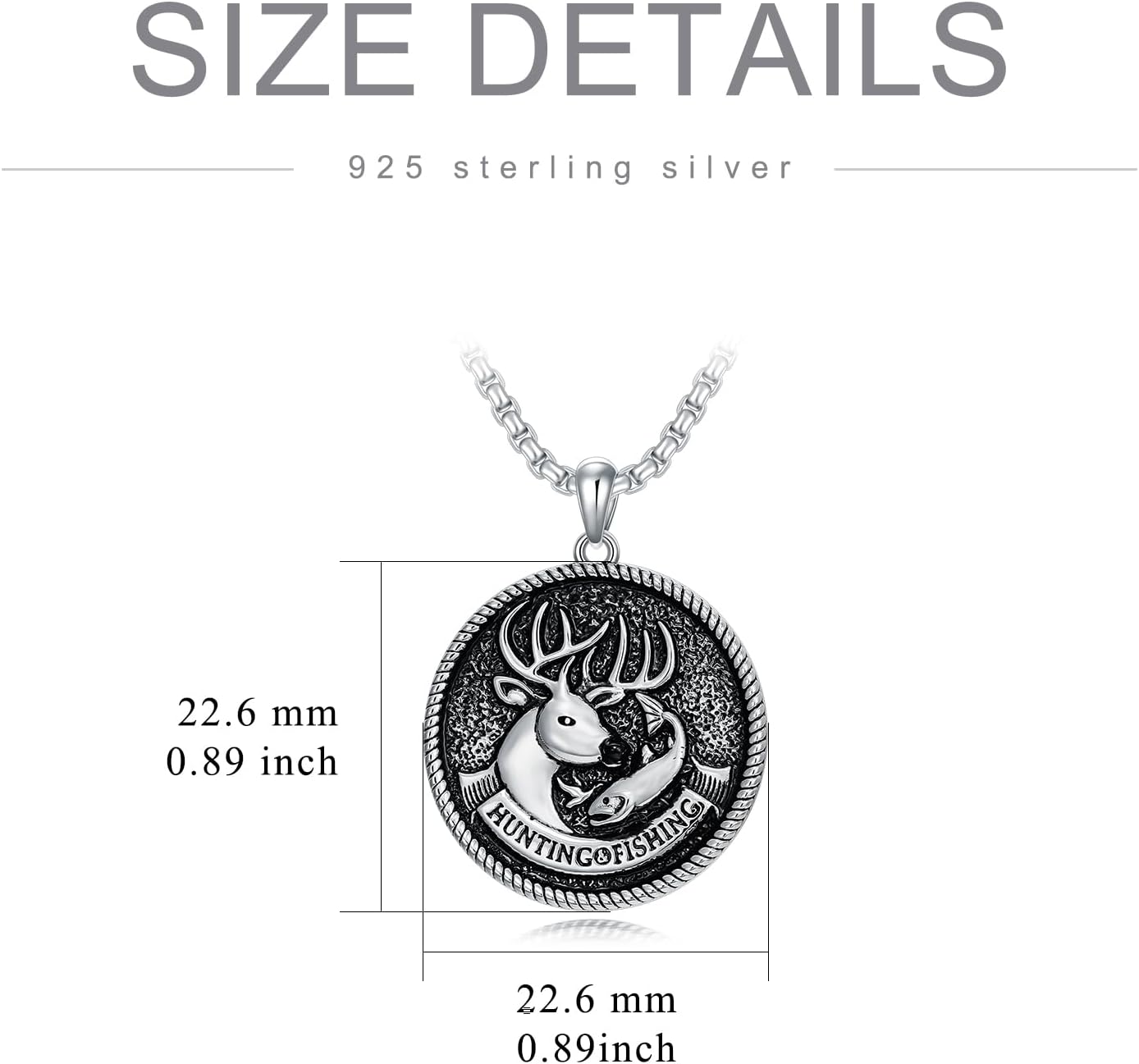 wholesale 925 Sterling Silver Hunting & Fishing Deer Antler Pendant Necklaces for Men 24 Chain Dad's Birthday Gifts-0-2
