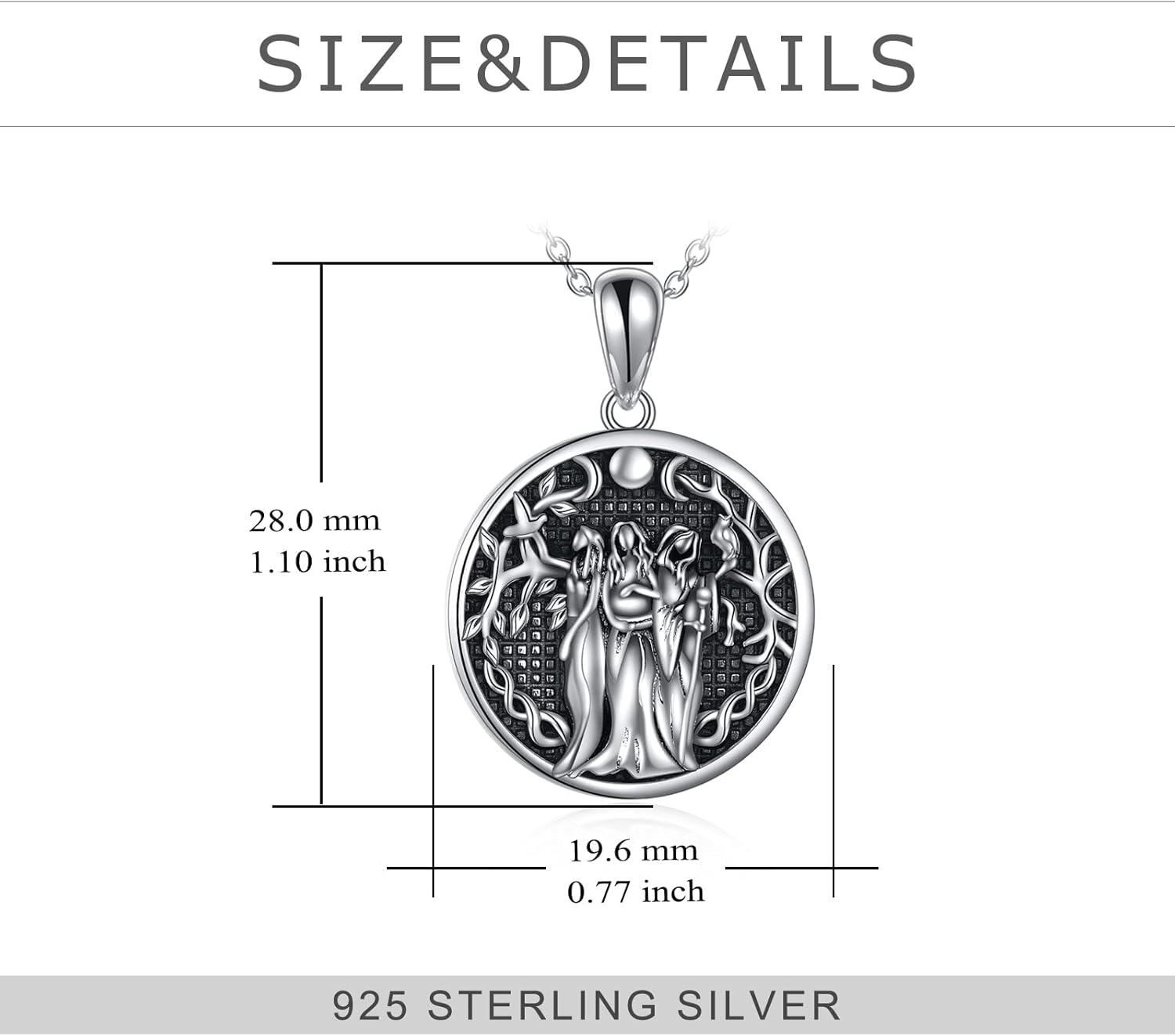 wholesale 925 Sterling Silver Blue Moonstone Triple Goddess Pendant Necklace for Women-0-4