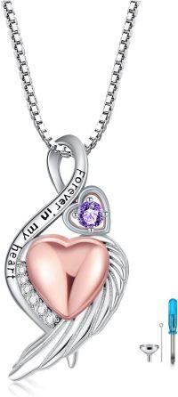 wholesale Sterling Silver Birthstone Infinity Dog Angle Cross Turtle Tree of Life Urn Necklace for Women s Ashes Wings Cremation Jewelry Heart Pendant-Infinity-June-Infinity-June