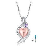 wholesale 925 Sterling Silver Cross Memorial Urn Necklace Wholesale With Wings And Heart Crystals-Infinity-June-Infinity-June