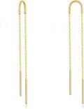 wholesale 14k/18k Solid Gold Threader Earrings Long Chain Bar Drop Dangle Ear Line s-0-0