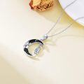 wholesale 925 Sterling Silver Crescent Moon with Hanging Bat Necklace Pendant-0-3
