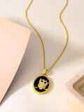 wholesale 925 Sterling Silver Plated Gold  Owl Pendant on Black Onyx Stone Chain Necklace s for Her-0-3