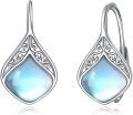 wholesale 925 Sterling Silver 925 Rainbow Moonstone Teardrop Leverback Earrings for Sensitive Earlobes-0-0