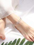 wholesale 925 Sterling Silver Infinity Blue Crystal Double-Strand Ankle Anklet for Women Gifts-0-4
