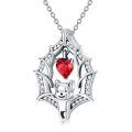 wholesale 925 Sterling Silver Bat Pendant Necklace With Red Heart Crystal And Zircon Wings-0-0