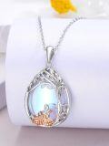 wholesale 925 Sterling Silver Blue Moonstone Family Tree Pendant Necklaces for Women Girls Mothers Day Gift-0-3