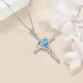TOUPOP Sterling Silver with Birthstone Crystal Infinity Heart Moon Pendant Necklace-0-3