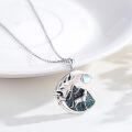 wholesale 925 Sterling Silver Turquoise & Moonstone Wolf Pendant Necklace-0-2